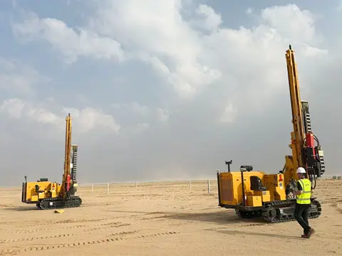 HXR5 Solar-Pile-Driver piling at a photovoltaic project site