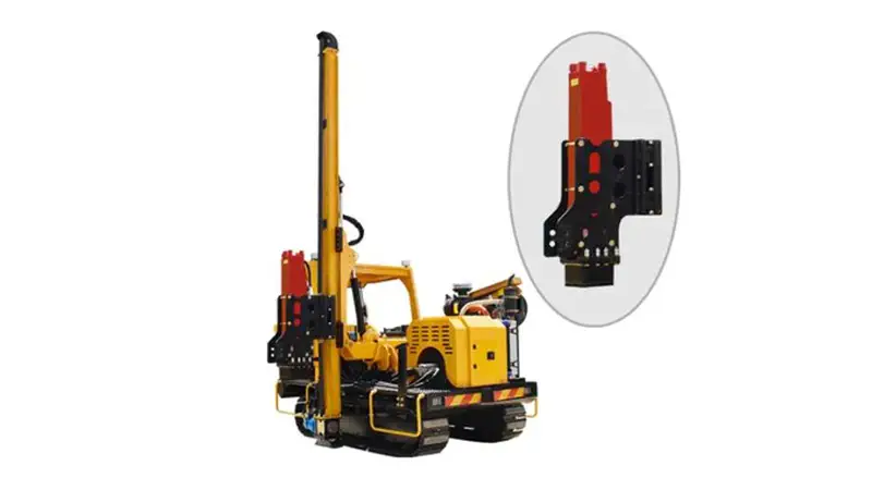 Appearance of a pile driver equipped with a hydraulic hammer