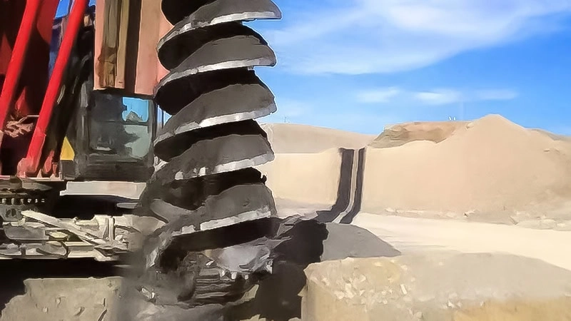 drilling bits in open construction area