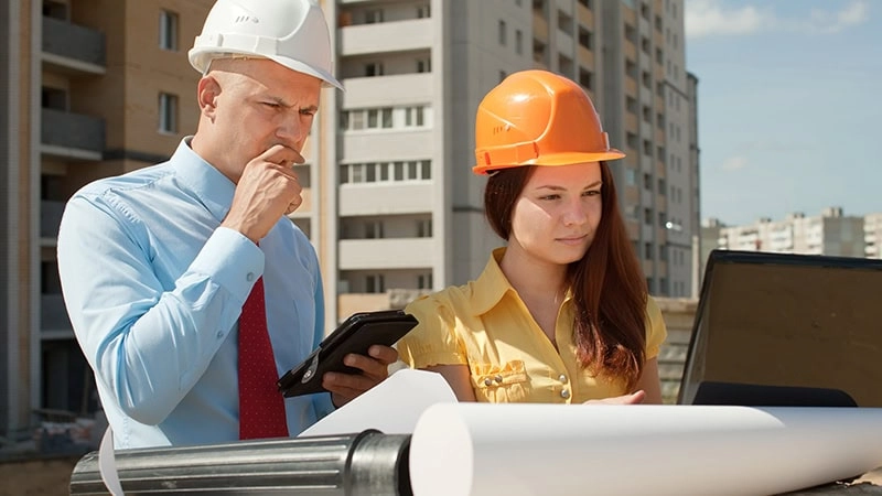 Workers in a construction site