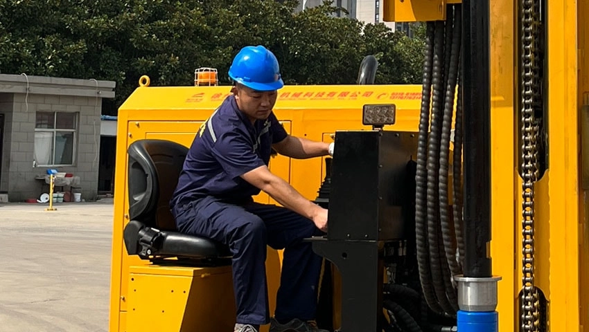 Driving a solar pile driver