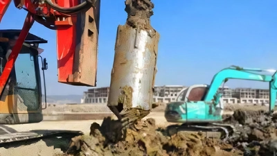 Rotary drill equipment in construction site