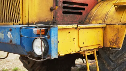 Heavy construction loader bulldozer to the construction area.